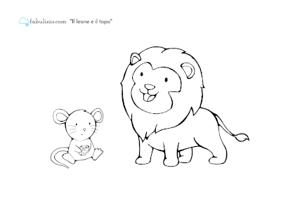 scarica il disegno da colorare del leone e il topo