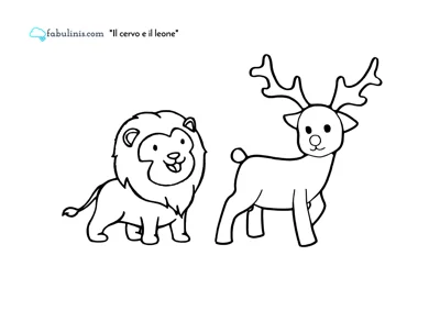 scarica il disegno da colorare del cervo e il leone