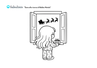 scarica il disegno da colorare di Sara alla ricerca di Babbo Natale 🎁