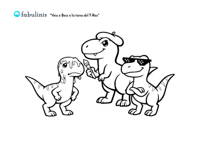 scarica il disegno da colorare di Vess e Bess e la tana del T-Rex 🦖